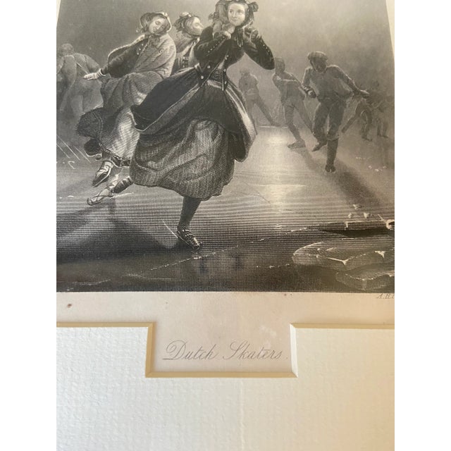 Paper Mid 19th Century Dutch Skating Scene - Steel Engraving by a.h. Payne, Framed For Sale - Image 7 of 8