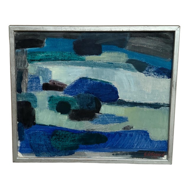 Bengt Eklund, Blue Coast (Blå Kust), 1950s, Oil on Canvas, Framed For Sale