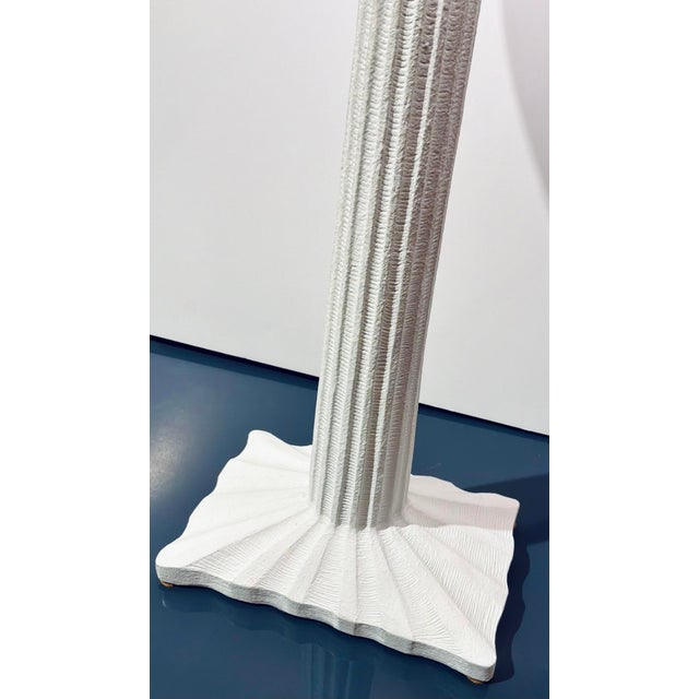 Contemporary Modern Tapered Organic Fluted Matte White Table Lamp For Sale - Image 3 of 5