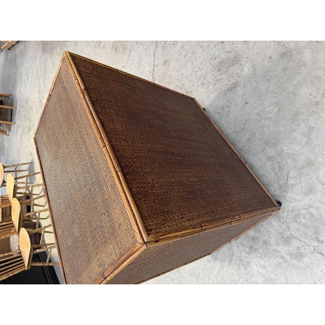 Brown Wicker and Rattan Chest of Drawers, 1960s For Sale - Image 8 of 9