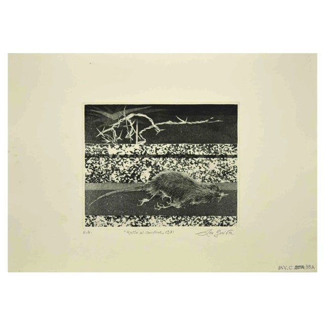 Leo Guida, Rat at the Border, Original Etching, 1971 For Sale