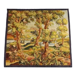 French Verdure Tapestry With Castle and Birds, 19th Century