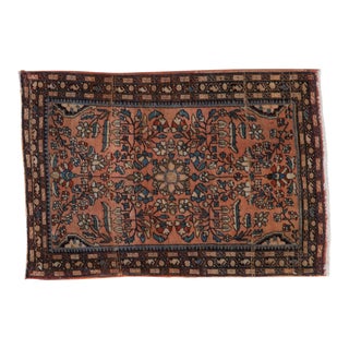Vintage Fine Distressed Farahan Sarouk Rug Mat - 1'9" X 2'6" For Sale