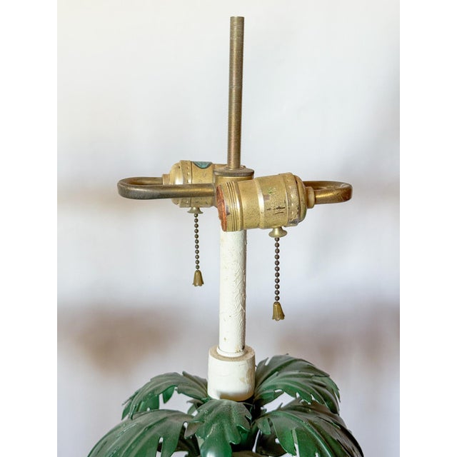 Vintage Hollywood Regency Italian Palm Tree Tole Lamps, a Pair For Sale - Image 9 of 16