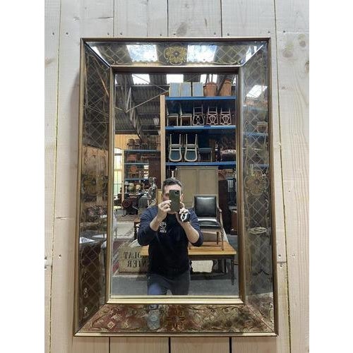Glass Venetian Gold Glass Mirror For Sale - Image 7 of 7