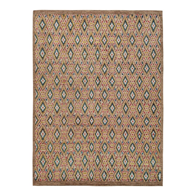 2010s Rug & Kilim’s Moroccan Style Rug in Beige With Colorful Diamond Patterns For Sale