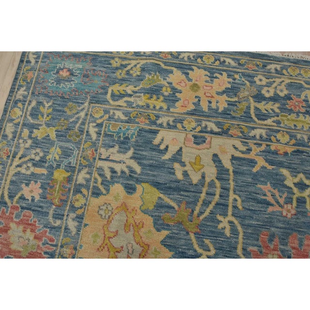 Textile Anatolia Rug 9’1” X 11’11” Blue Wool Modern Hand-Knotted Oriental Carpet For Sale - Image 7 of 15