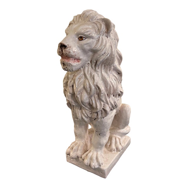 Mid 20th Century Italian Glazed Teracotta Lion For Sale