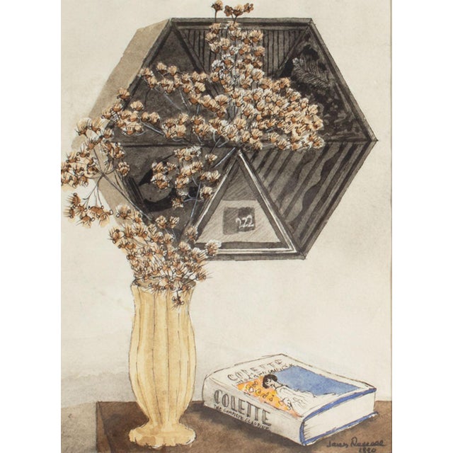 A 1990 watercolor still life painting by the American artist James Spencer Russell (1915-2000). Signed and dated to bottom...