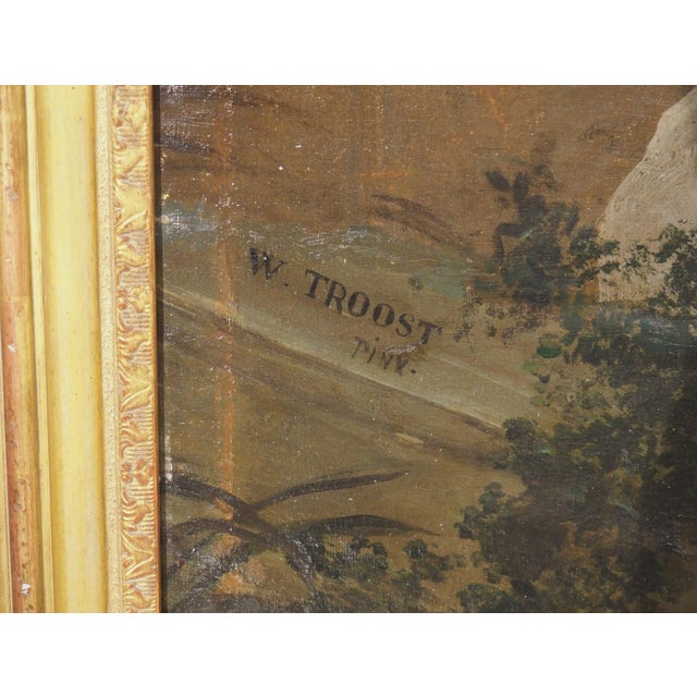 Traditional A Rare and Monumental 18th Century Italianate Landscape Oil on Canvas by Dutch Old Master W. Troost the Elder (1684-1752) For Sale - Image 3 of 18