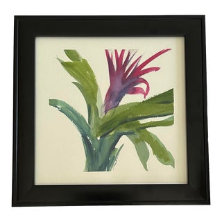 Framed Signed Original Watercolor Botanical “Tropical” For Sale
