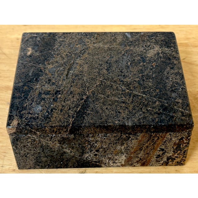 Italian Fossil Marble (Lumachella) Specimen Stone Box, Circa 1960s Two pieces, Lid and and Base This sculptural Italian...
