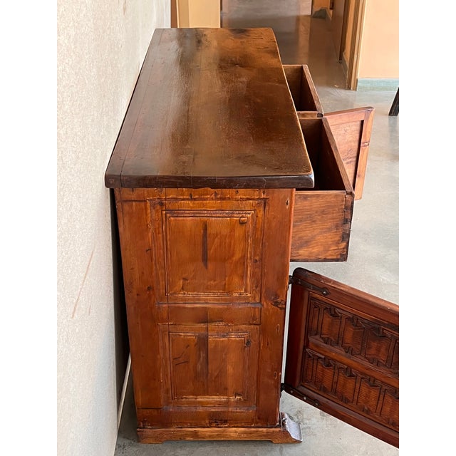20th Century Spanish Carved Walnut Tuscan Cabinet with One-Drawer For Sale - Image 6 of 12