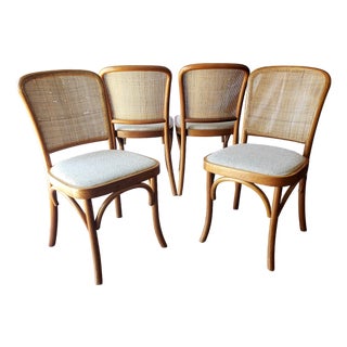1970s Vintage Model 811 "Prague" Style Bentwood & Cane Dining Chairs - Set of 4 For Sale