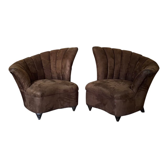 1940s Art Deco Channel Back Chairs in Grosfeld House Style a Pair