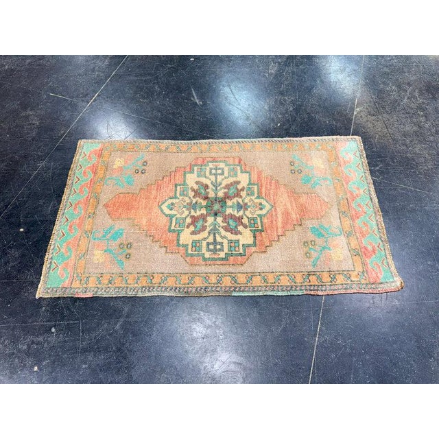 Turkish Turkish Mini Rug Oriental Hand Knotted Vintage Rug 1'9" x 3' #17924 For Sale - Image 3 of 8