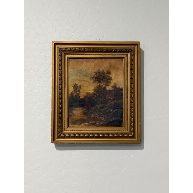 Gold Antique Tonalist Landscape Oil Painting, Circa 1900 Framed For Sale - Image 8 of 12