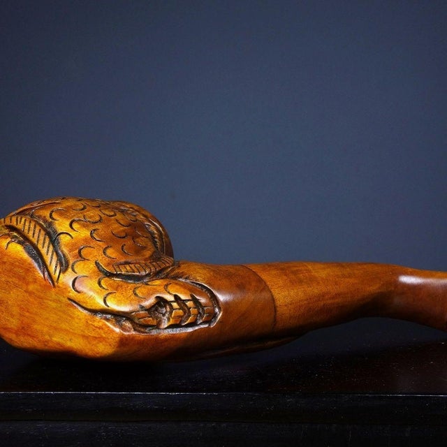 Late 19th Century Late 19th Century Carved Rosewood Tobacco Pipe With Dragon Motif, 330g For Sale - Image 5 of 9