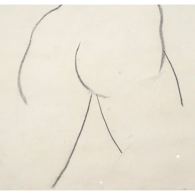 1950s Mid Century Figurative Charcoal Line Drawing, "Girl Walking Away" by Mariellen Ehlers For Sale - Image 5 of 8