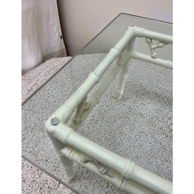 White 1960s Faux Bamboo Iron Table For Sale - Image 8 of 12