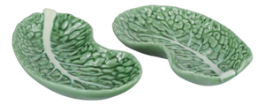 Cabbage Leaf-Shaped Dishes in Glazed Faience from Secla, Portugal, 1970s, Set of 2