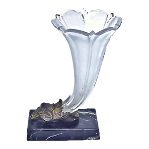 Antique French Art Deco Ram's Head Trumpet Vase
