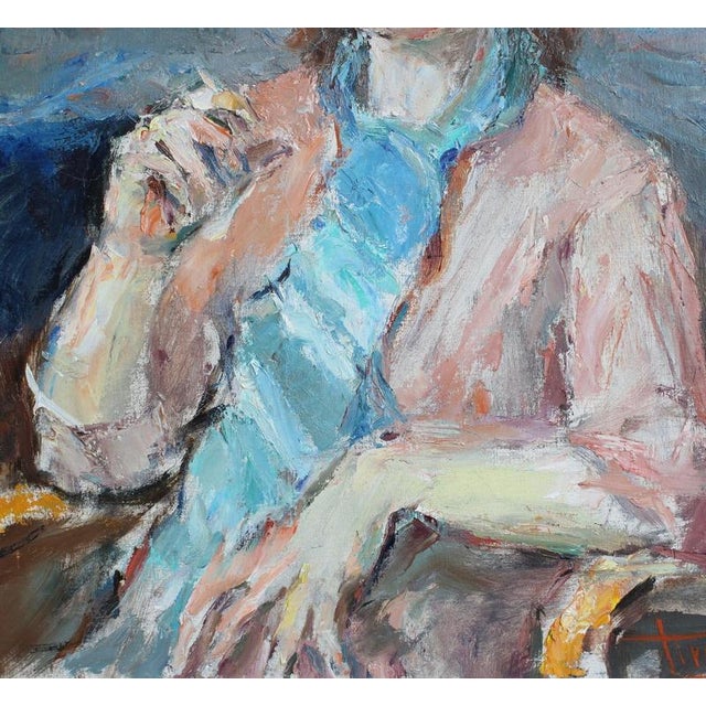 1960s Carlo Striccoli, Woman Alone with Her Thoughts', 1960s, Oil on Canvas For Sale - Image 5 of 18