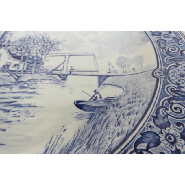Boch Delfts Extra Large White Blue Porcelain Plate Royal Sphinx Holland 4896b For Sale - Image 16 of 18