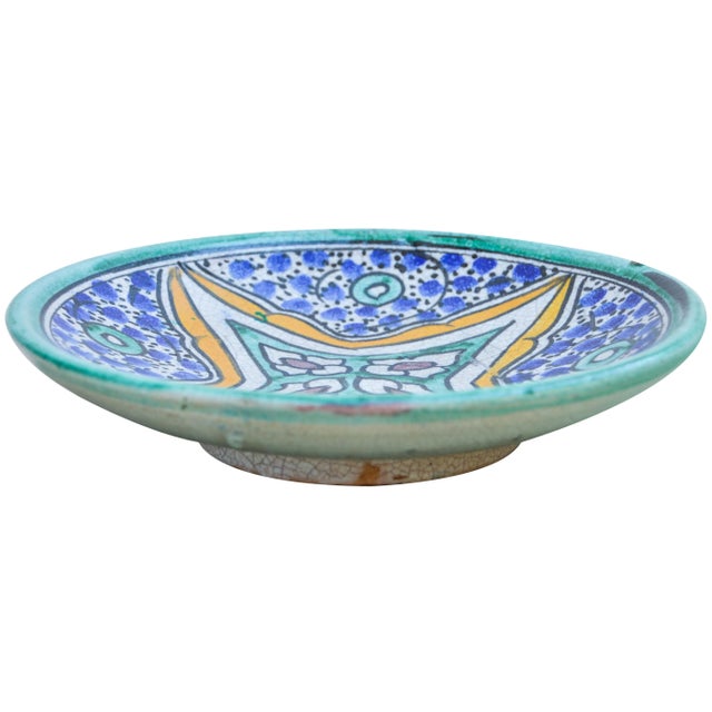 Early 20th Century Antique Moroccan Ceramic Plate For Sale - Image 5 of 9