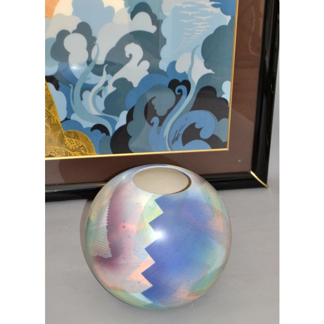 Ceramic John Bergen Studio Canada Hand Painted Glazed Round Ceramic Vase Contemporary 80 For Sale - Image 7 of 13