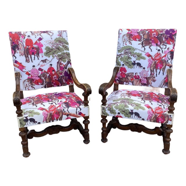 Manuel Canovas Upholstered Antique French Chairs For Sale