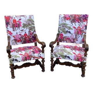 Stunning Pair Manuel Canovas Upholstered French Chairs For Sale