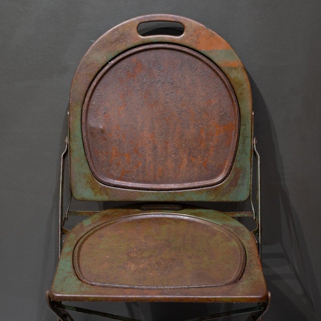 Set of Four Prohibition Era Indusrial Metal Folding Chairs c.1920 For Sale - Image 16 of 18