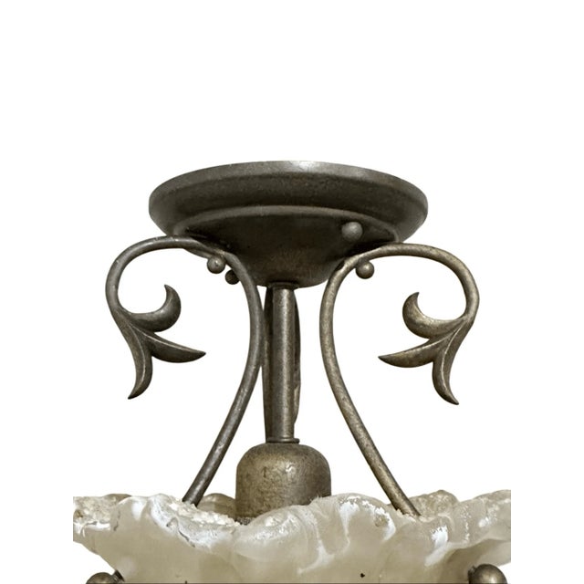 Vintage Art Nouveau Style Alabaster Glass Mini Pendant Flush Mount For Sale - Image 4 of 7