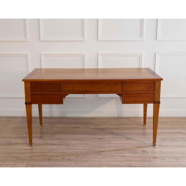 Louis XVI Style Mahogany Bureau Plat (Directoire Desk), Mid-20th Century For Sale - Image 9 of 10