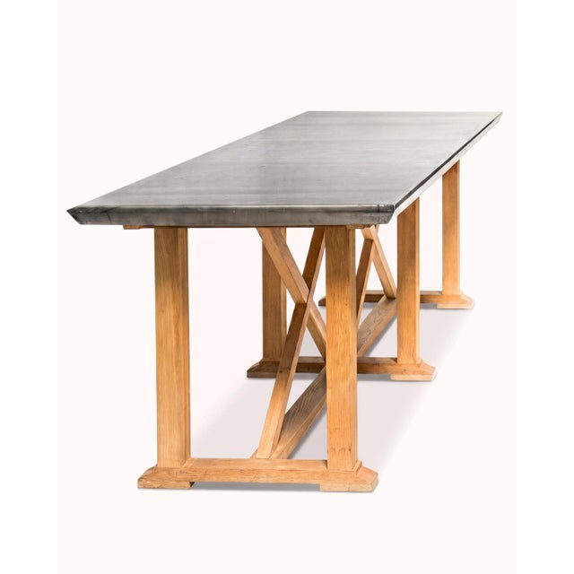 Vintage Zinc-Topped Worktable, France For Sale - Image 3 of 10