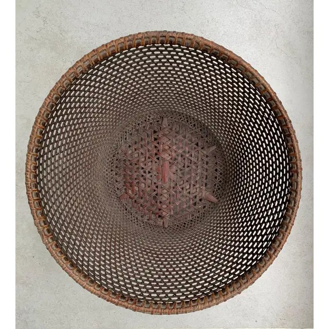 Chinese Basket Pair Hand-Woven Rattan With Red Wood Base, Early 20th Century For Sale - Image 6 of 16