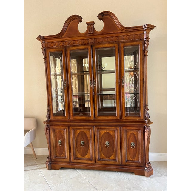 English Traditional Chippendale Style China Cabinet Breakfront Curio Display For Sale - Image 3 of 5
