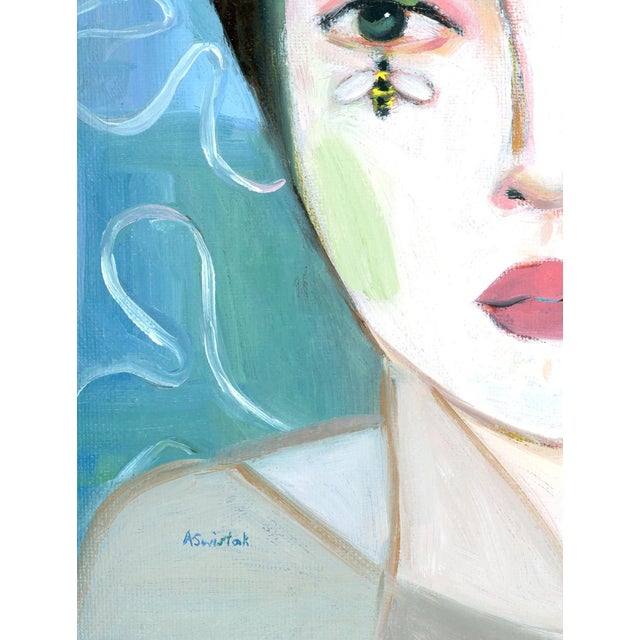 2020s Lady With Pink Hat, Abstract Modern Portrait Oil Painting, Signed For Sale - Image 5 of 6
