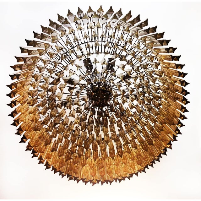 Handcrafted Murano Glass Chandelier with 393 Amber Triedri Pendants from Justfurnituress SRL For Sale - Image 4 of 13