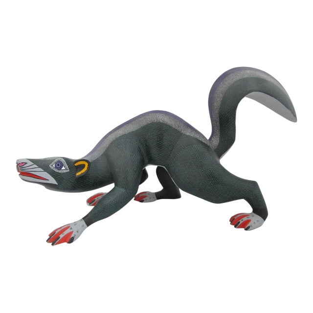 Large Alebrije Colorful Skunk Mexican Folk Art Wood Carving Figurine Sculpture For Sale