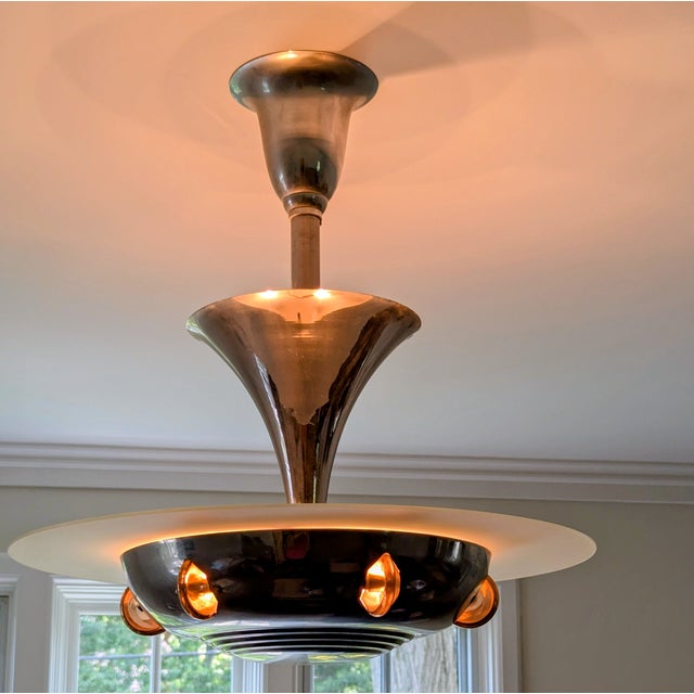 1930's French Art Deco Chandelier Attributed to Artelier Petitot For Sale In New York - Image 6 of 10