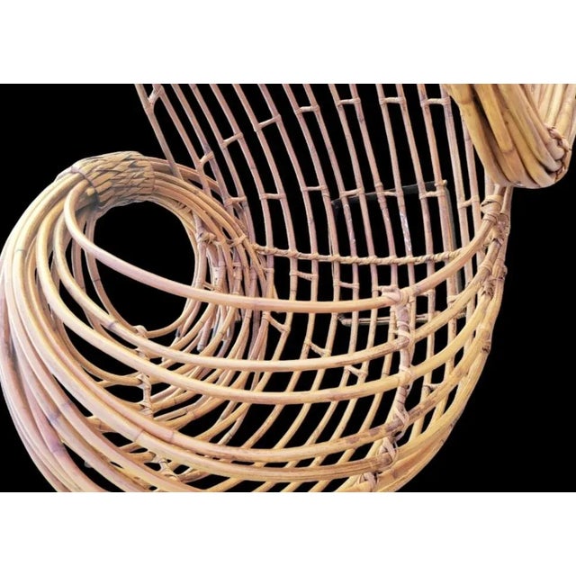 Mid-Century Modern Vintage Large Organic Vortex Mid Century Modern Japanese Bent Rattan Sculptural Table Room Decor Art For Sale - Image 3 of 7