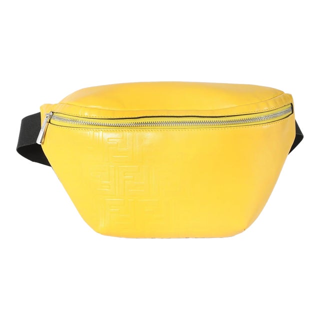 Yellow Calfskin FF 1974 Embossed Belt Bag For Sale