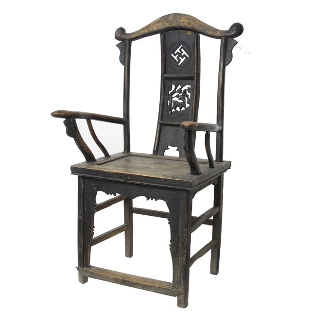 Antique Chinese Armchair With Carved Backs - a Pair For Sale In Greensboro - Image 6 of 10