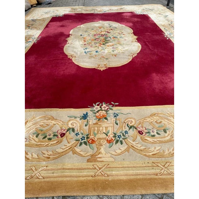 Wonderful palace Size hand tufted rug with a design of french Savonnerie carpets, with beautiful colors and floral design,...