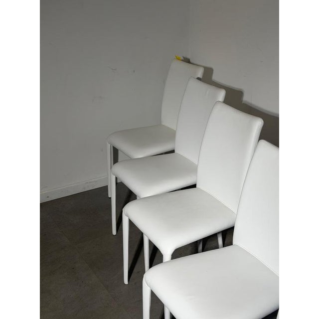 Italian White Leather Dining Chairs, Set of 6 For Sale - Image 4 of 9