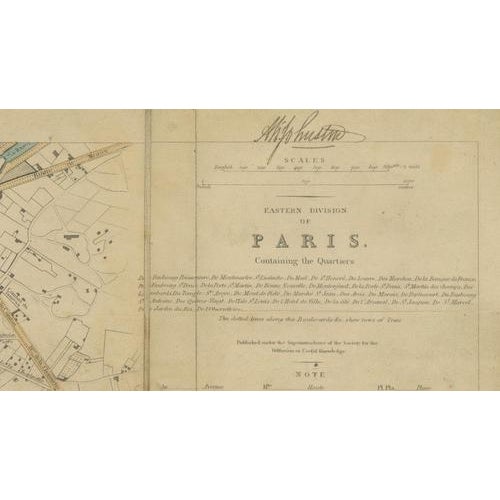 Antique Linen Backed Hand-Colored Map Paris, 1855 For Sale - Image 9 of 12