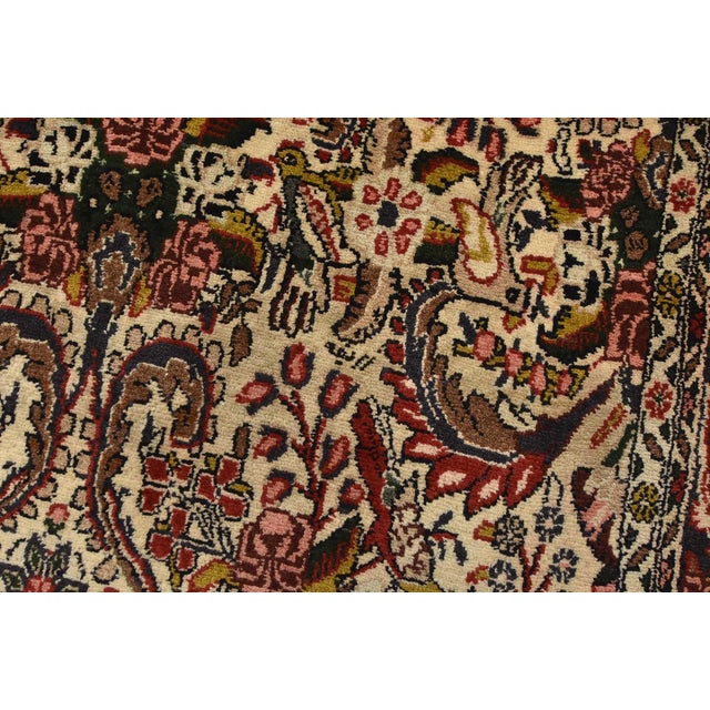 Textile Fine Bidjar Rug 3’11” X 4’7” Ivory Wool Vintage Hand-Knotted Oriental Carpet For Sale - Image 7 of 12