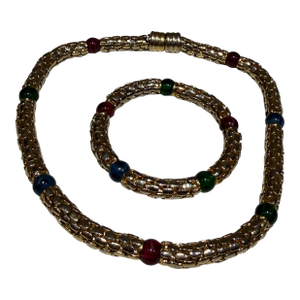Vintage Gold-Tone Choker Necklace and Matching Bracelet Rau Klikit
